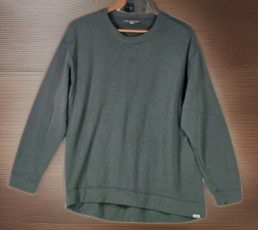 Orvis Fleece Pullover Men’s Medium Green Crew Neck Sweatshirt Stretch Outdoor